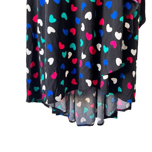 New* Wrap Dress Size Medium Black Pink Green Hearts Fit & Flare Colorful READ - Picture 4 of 16